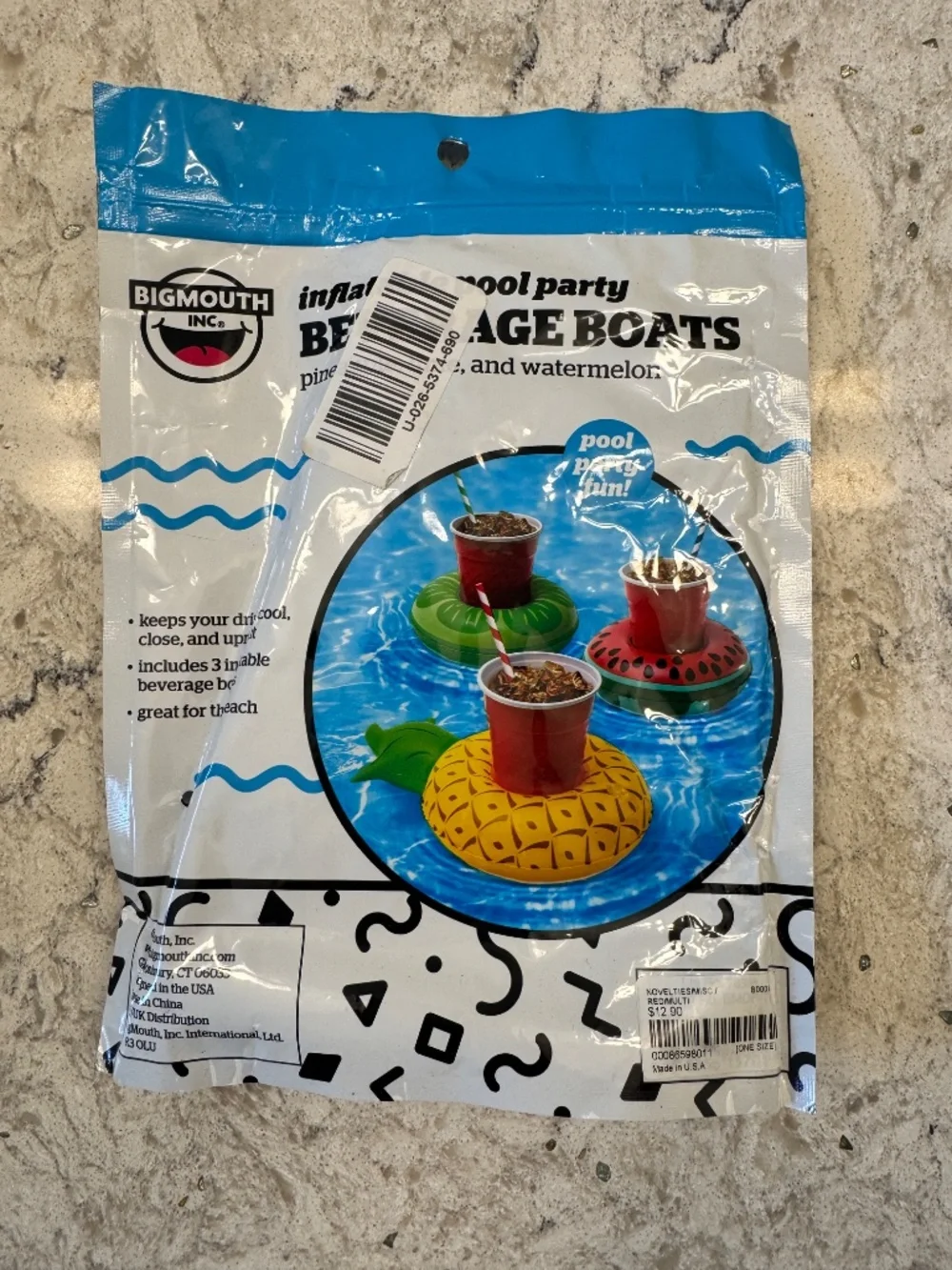 BIG MOUTH Inc. Tropical Fruits Inflatable Pool Party Beverage Boats 3 Pack - Picture 4 of 7